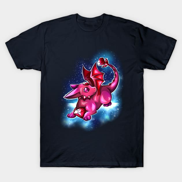 Ruby Dragon | Cute Cartoon Crystal Dragon T-Shirt by Shirin Illustration